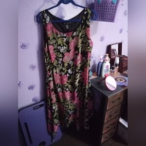 Mlle Gabrielle Black Dress with Pink and Green Floral Pattern
